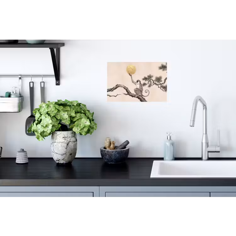 Aap - Maan - Goud Muursticker klein -keuken