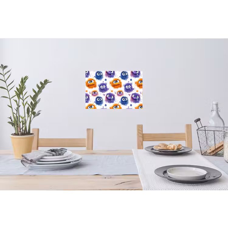 Monstertjes - Aquarel - Kleurrijk Muursticker klein 286 -eettafel