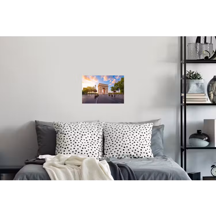 Monument - Parijs - Zonsondergang - Architectuur - Goud Muursticker klein -slaapkamer