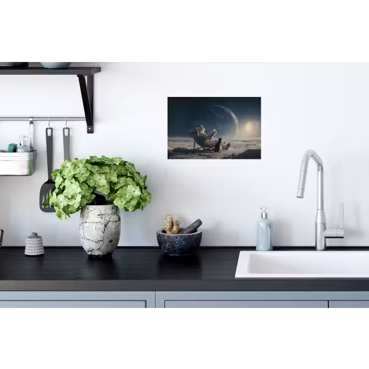 Maan - Kat - Astronaut - Ruimte Muursticker klein -keuken