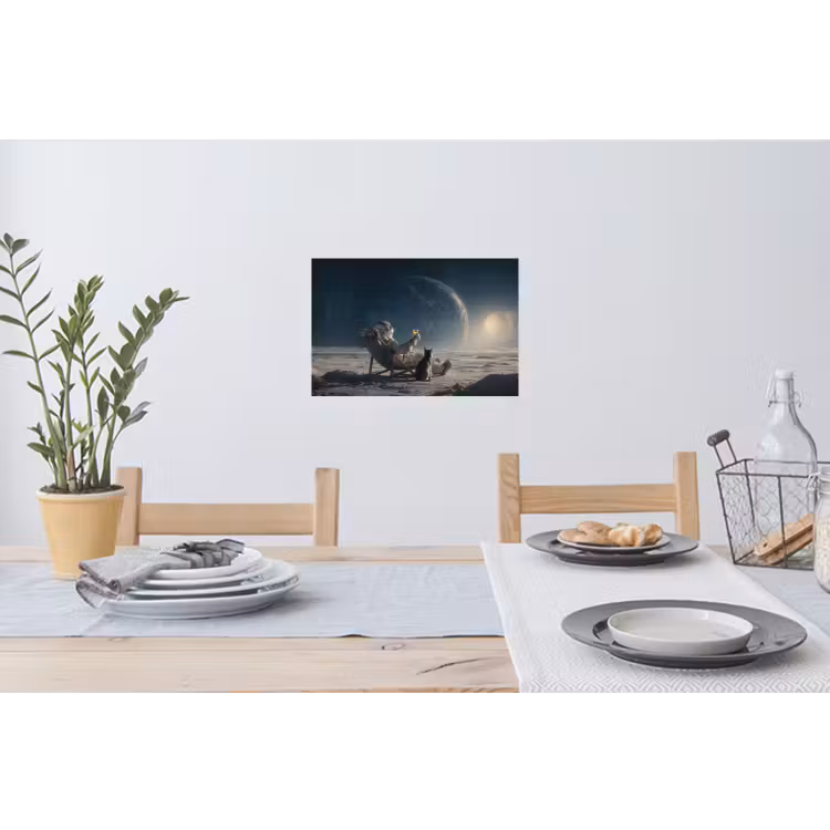 Maan - Kat - Astronaut - Ruimte Muursticker klein -eettafel
