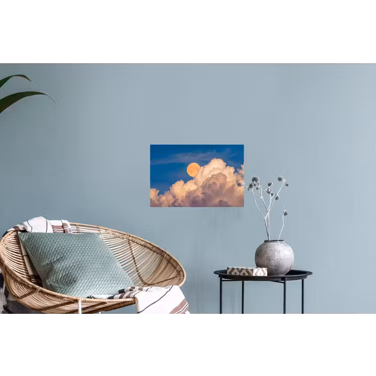 Maan - Wolken - Natuur - Oranje Muursticker klein -plant