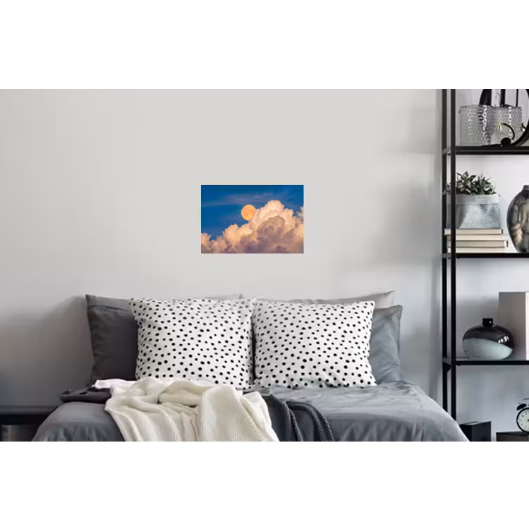 Maan - Wolken - Natuur - Oranje Muursticker klein -slaapkamer