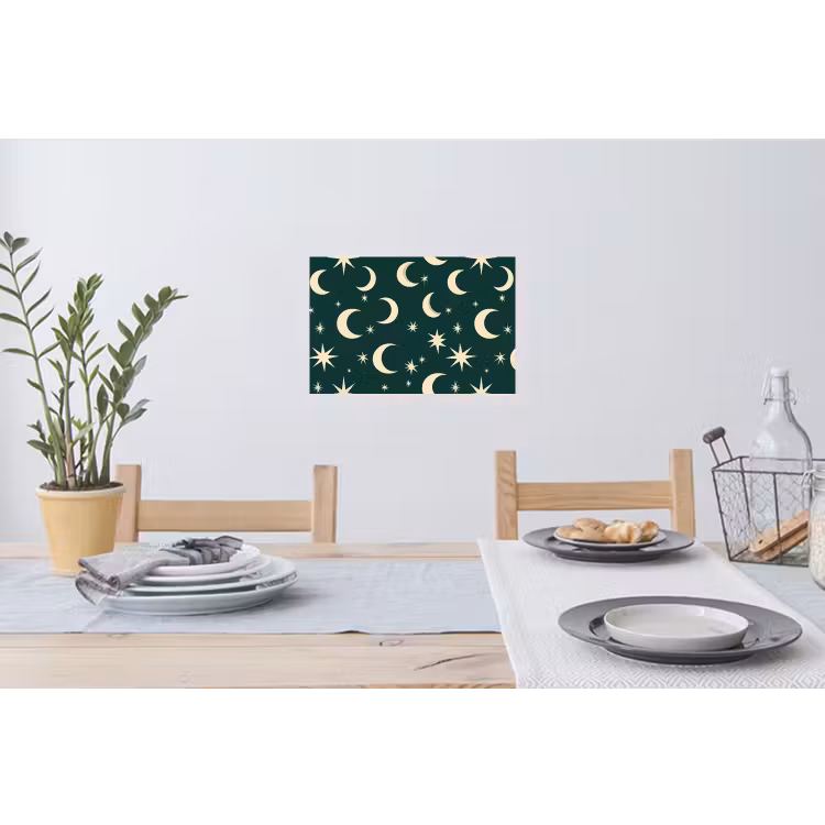 Manen - Sterren - Groen Muursticker klein 286 -eettafel