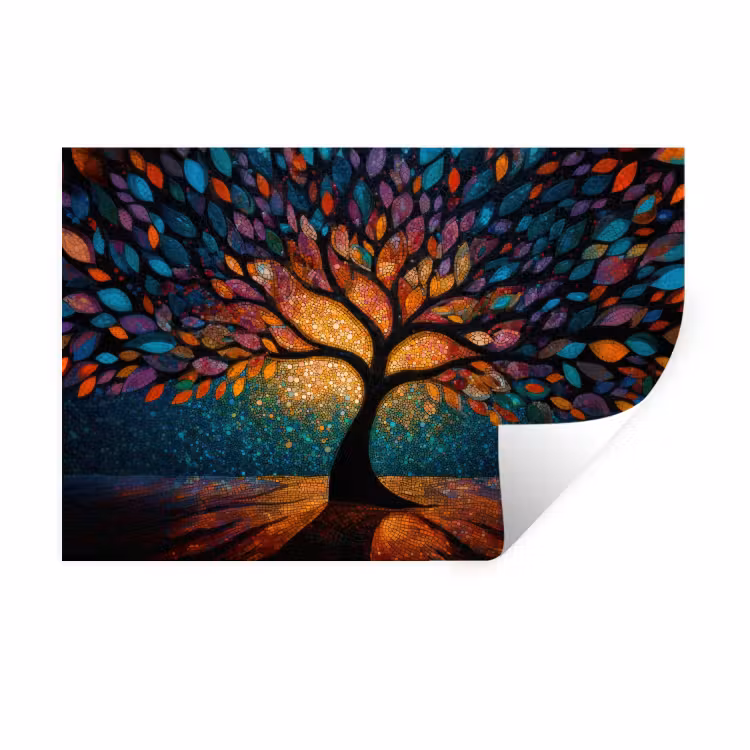 Mozaïek - Kleurrijk - Boom - Takken Muursticker klein -3d