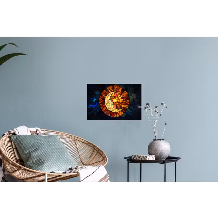 Mozaïek - Glas - Maan - Donkerblauw Muursticker klein -plant
