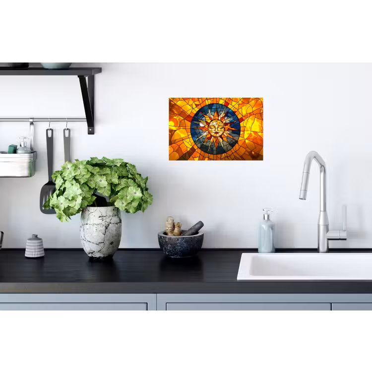Mozaïek - Zon - Geel - Cirkel Muursticker klein -keuken