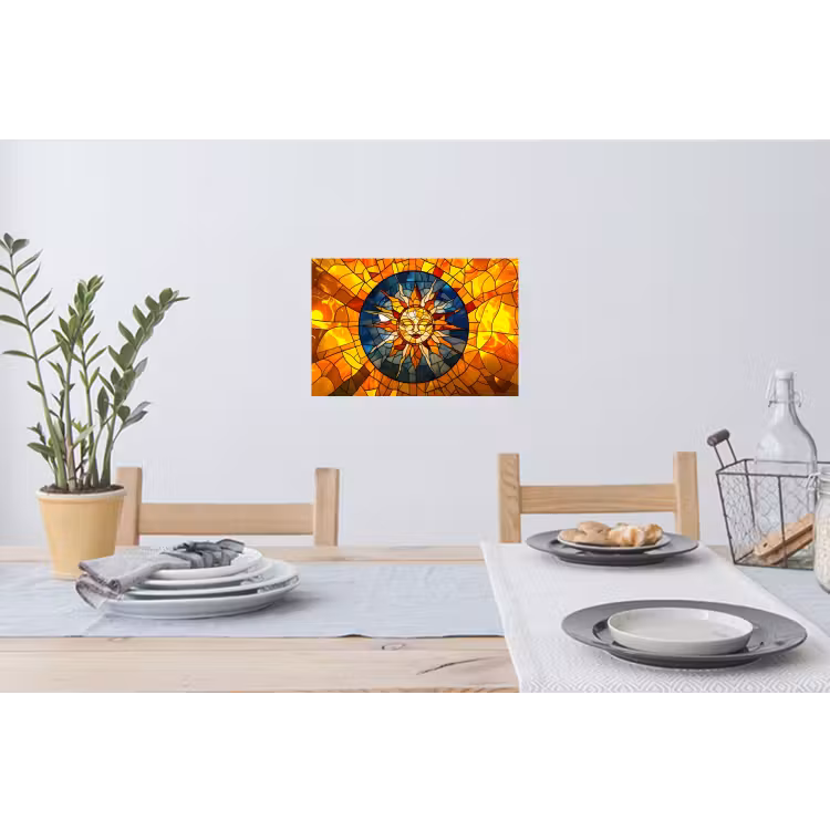 Mozaïek - Zon - Geel - Cirkel Muursticker klein -eettafel