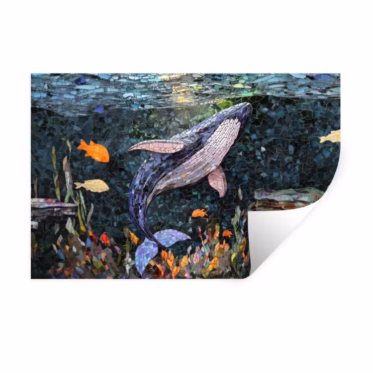 Mozaïek - Walvis - Koraal - Water Muursticker klein -3d