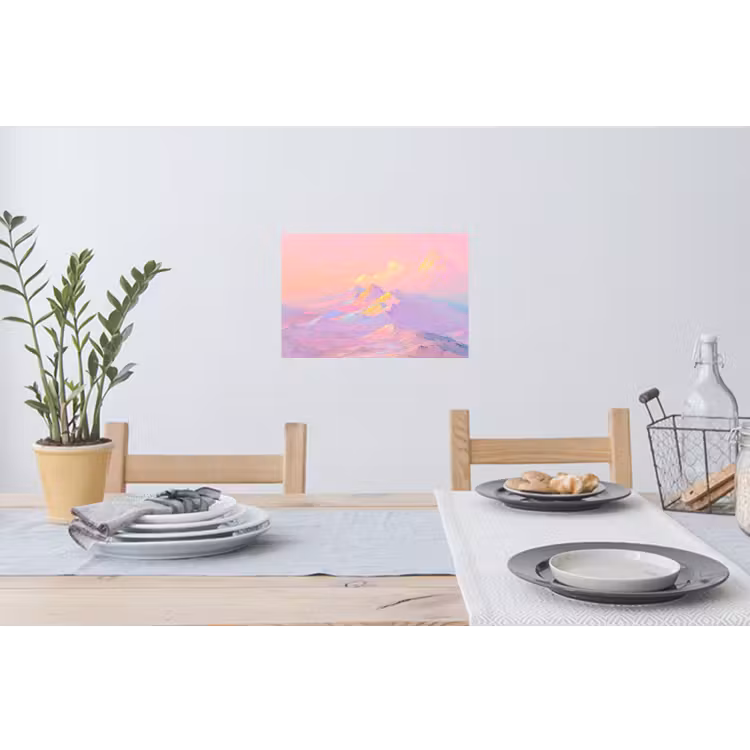 Bergtoppen - Wolken - Dromerig Muursticker klein -eettafel