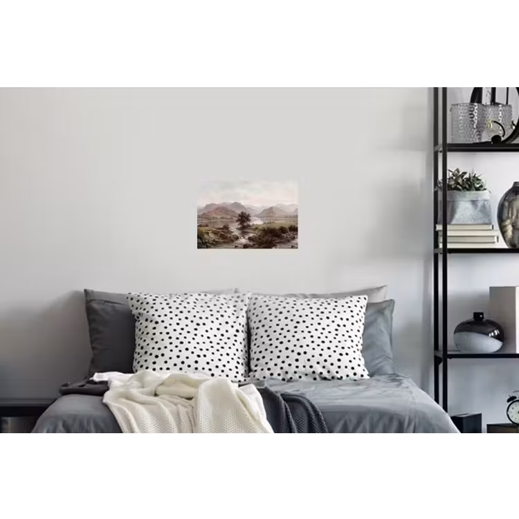 Berglandschap - Meer - Bergen - Vallei - Klassiek Muursticker klein -slaapkamer