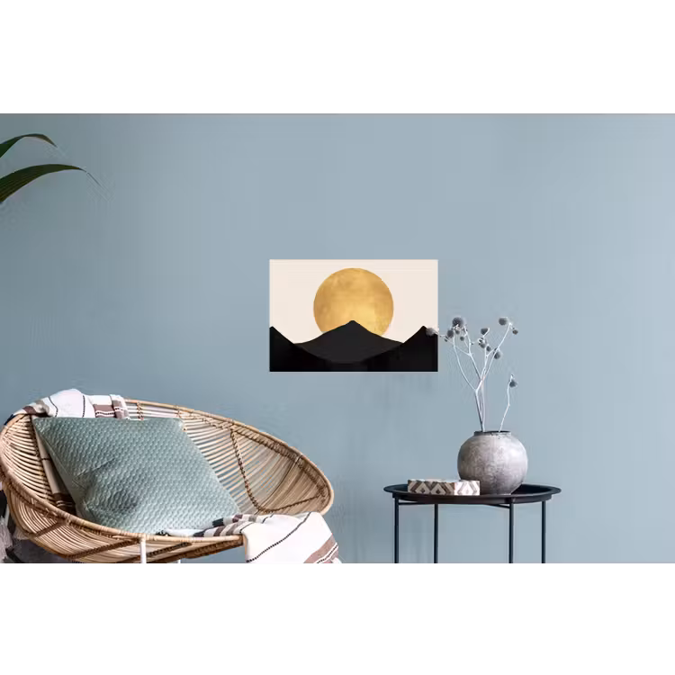 Bergsilhouetten - Gouden cirkel - Beige Muursticker klein -plant