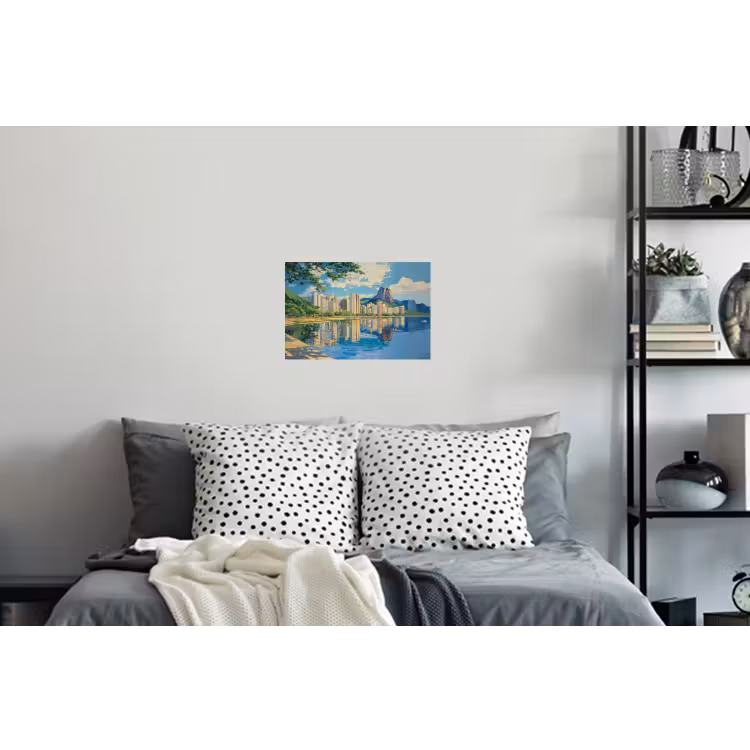 Berg - Skyline - Strand - Water Muursticker klein -slaapkamer