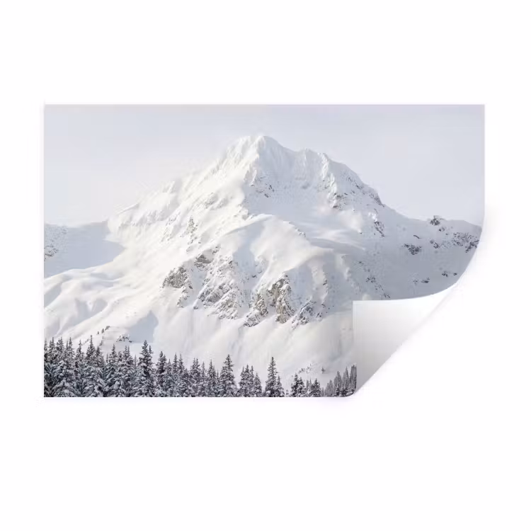 Berg - Sneeuw - Winter - Natuur - Wit Muursticker klein -3d
