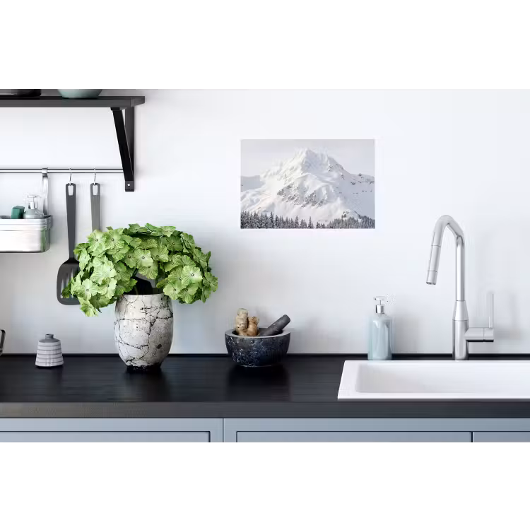 Berg - Sneeuw - Winter - Natuur - Wit Muursticker klein -keuken