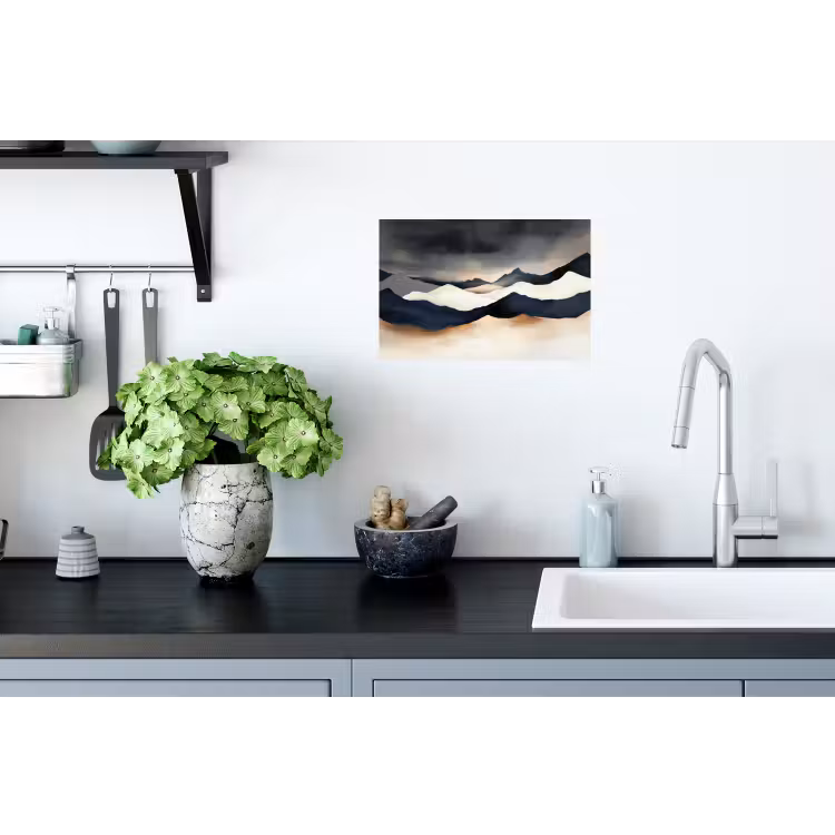 Bergen - Donkerblauw - Landschap Muursticker klein -keuken