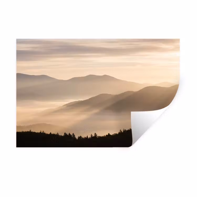Bergen - Mist - Zonnestralen Muursticker klein -3d