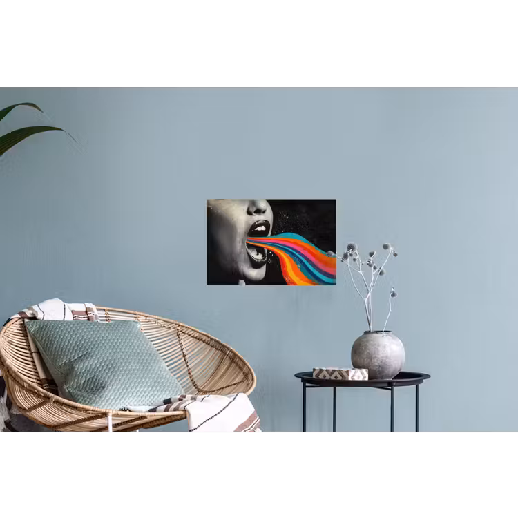Mond - Golven - Regenboog Muursticker klein -plant