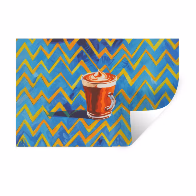Mok - Koffie - Zigzag - Slagroom Muursticker klein -3d