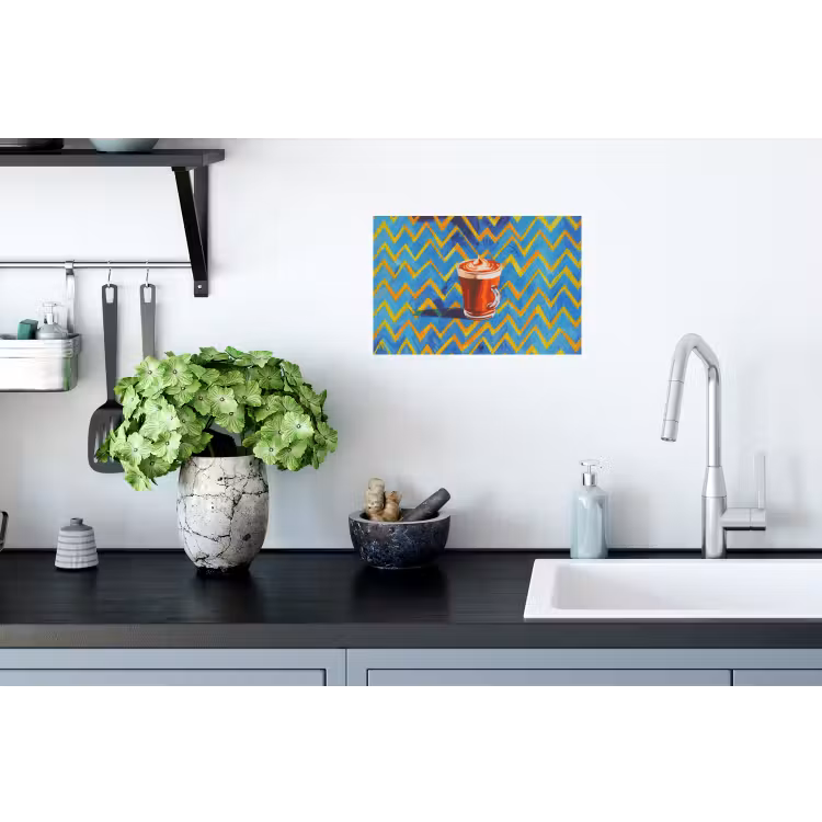 Mok - Koffie - Zigzag - Slagroom Muursticker klein -keuken