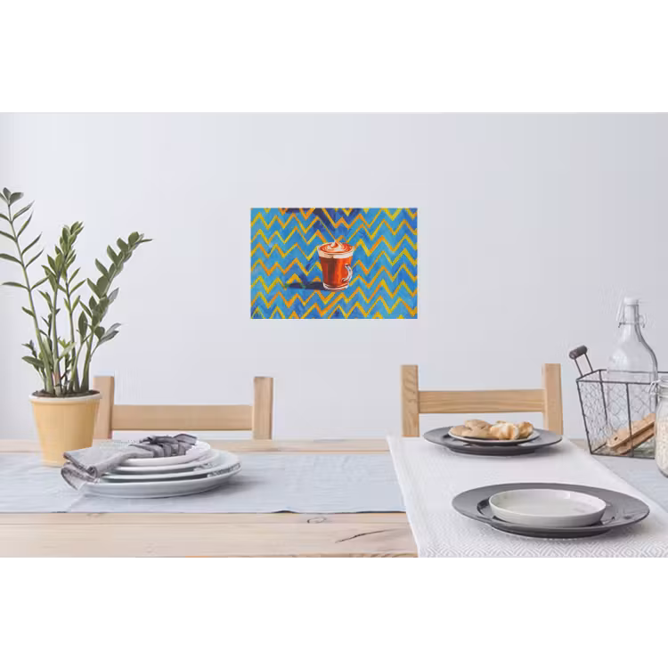 Mok - Koffie - Zigzag - Slagroom Muursticker klein -eettafel