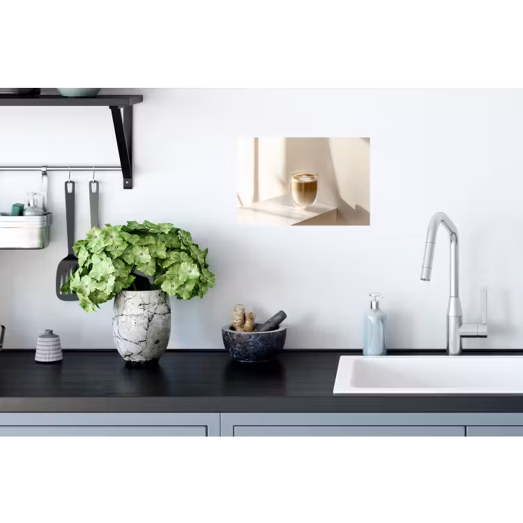 Mok - Latte - Minimalistisch - Schaduw Muursticker klein -keuken