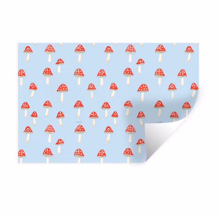 Paddenstoel -Sprookje - Blauw Muursticker klein 286 -3d
