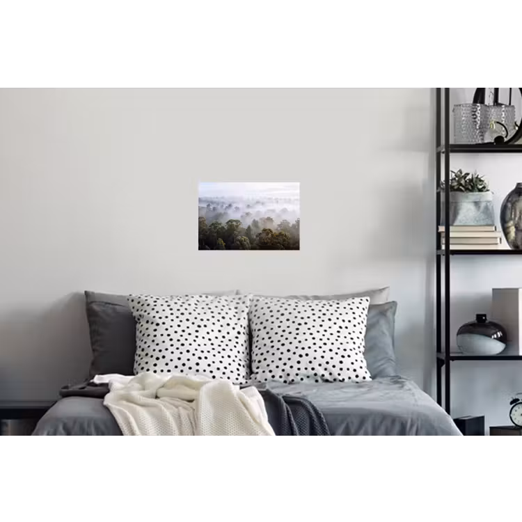 Natuur - Mist - Bos - Ochtend - Goud Muursticker klein -slaapkamer
