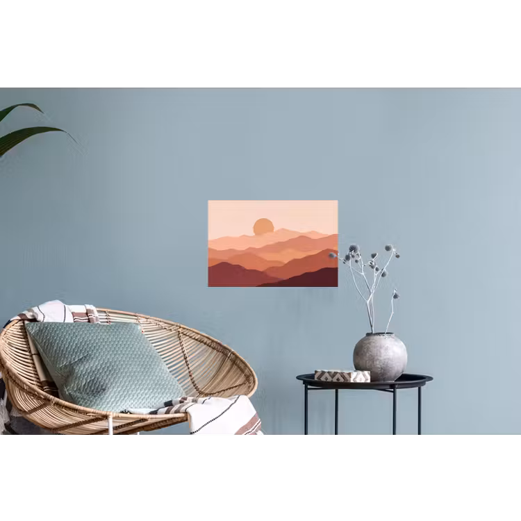 Natuur - Heuvels - Abstract - Modern - Oranje Muursticker klein -plant