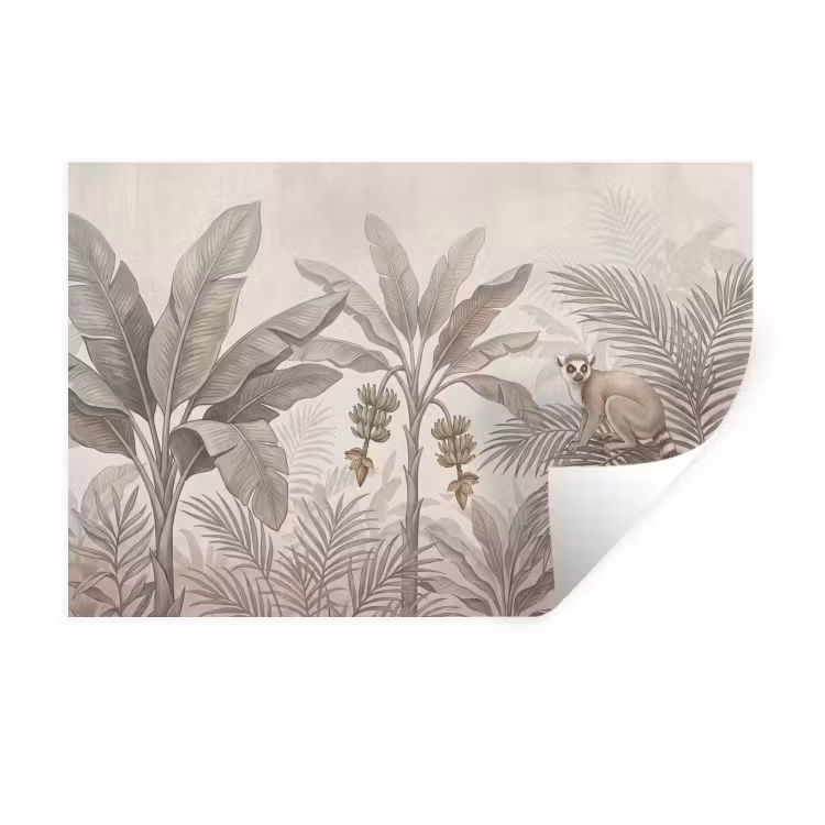 Natuur - Jungle - Ringstaartmaki - Bruin Muursticker klein -3d