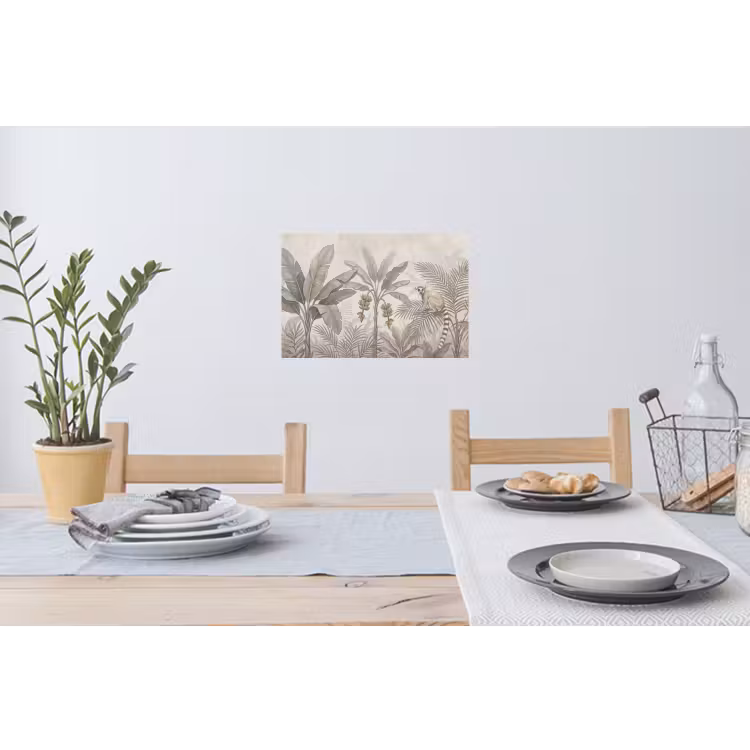Natuur - Jungle - Ringstaartmaki - Bruin Muursticker klein -eettafel