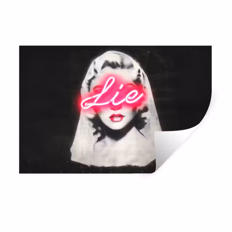 Neon - Letters - Vintage - Vrouw Muursticker klein -3d