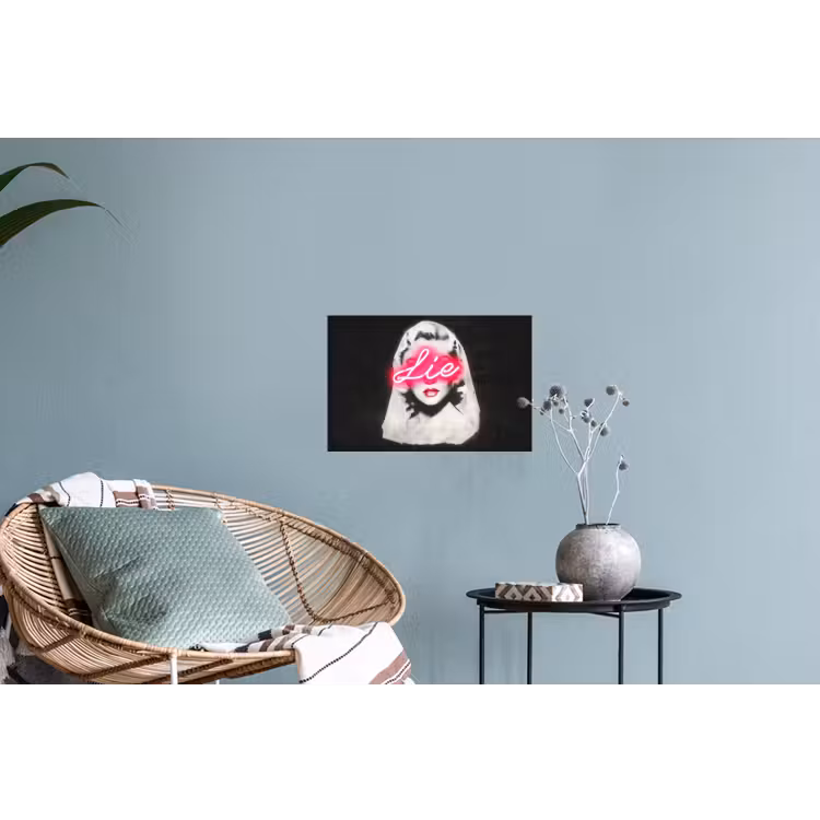 Neon - Letters - Vintage - Vrouw Muursticker klein -plant