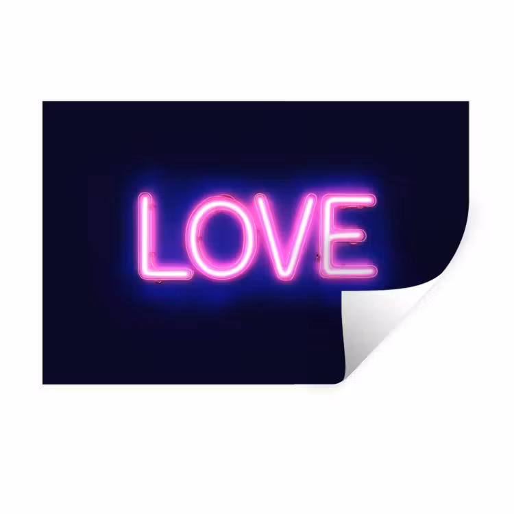 Neon - Love - Valentijn Muursticker klein -3d