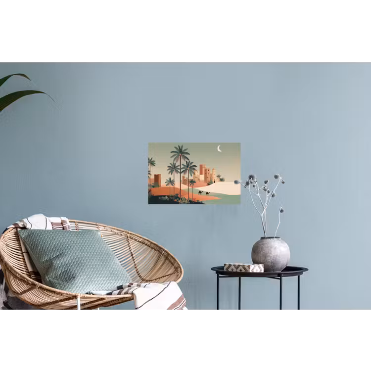 Nachtlandschap - Kamelen - Sterren - zandduinden Muursticker klein -plant