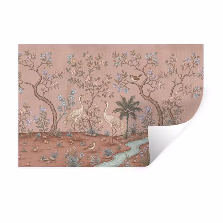 Nostalgisch - Reigers - Roze Muursticker klein -3d