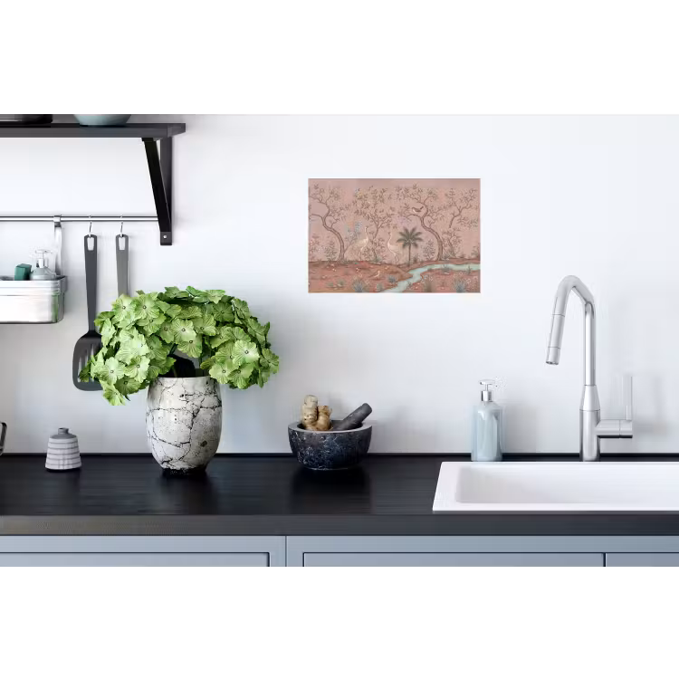 Nostalgisch - Reigers - Roze Muursticker klein -keuken