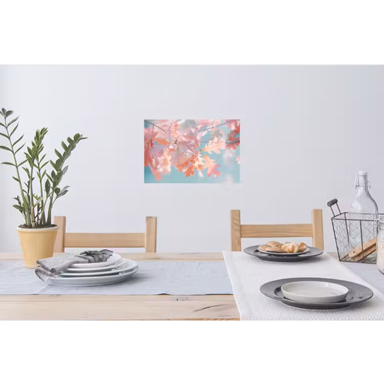 Eikenbladeren - Takken - Roze Muursticker klein -eettafel