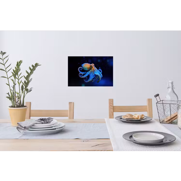 Octopus - Stippen - Blauw - Zee Muursticker klein -eettafel