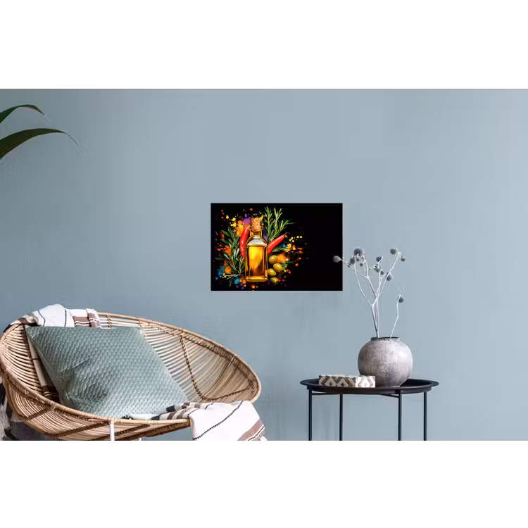 Olijfolie - Graffiti - Peper - Olijven - Modern Muursticker klein -plant