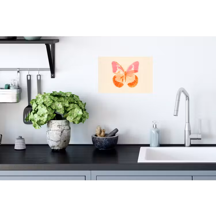 Oranje - Vlinder - Minimalistisch Muursticker klein -keuken