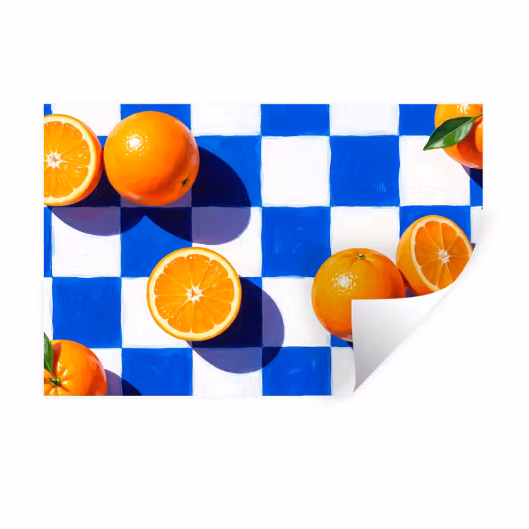 Wall Sticker - Orange - Checkered - Food - Sinaasappel - Geruit - Eten Muursticker klein