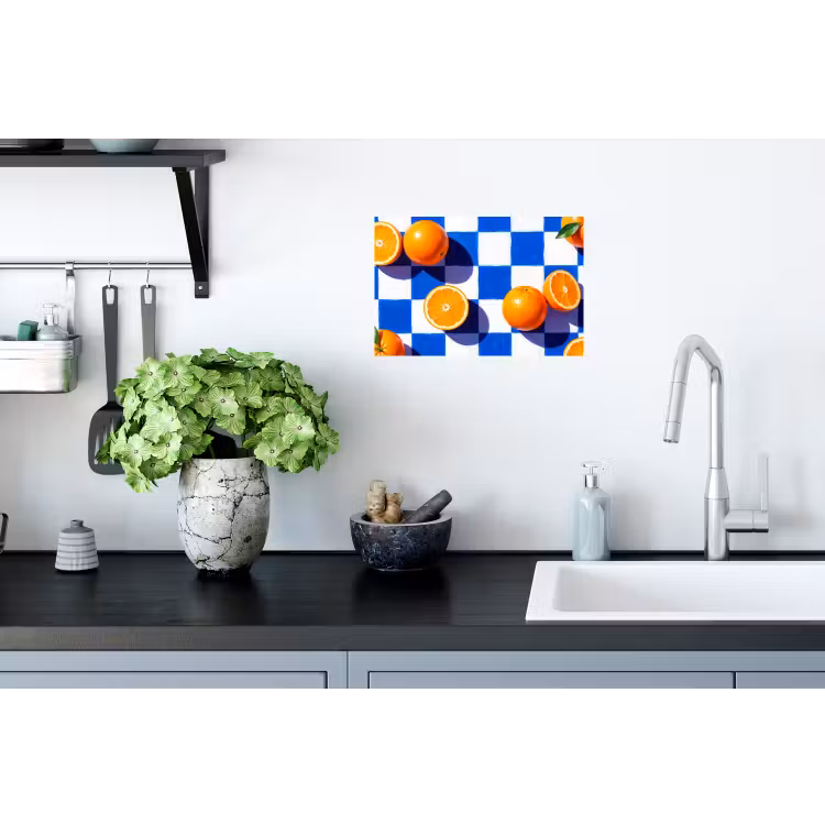 Wall Sticker - Orange - Checkered - Food - Sinaasappel - Geruit - Eten Muursticker klein