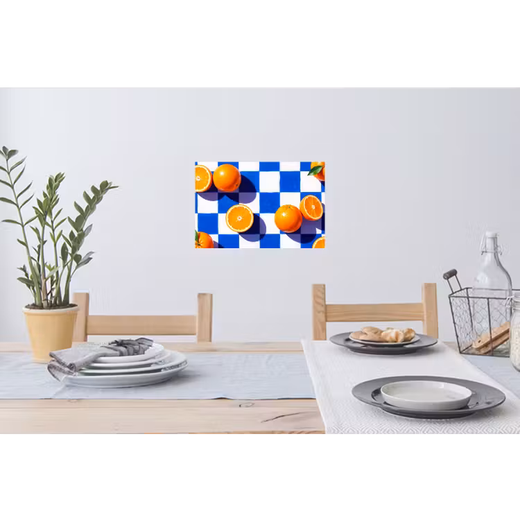 Wall Sticker - Orange - Checkered - Food - Sinaasappel - Geruit - Eten Muursticker klein