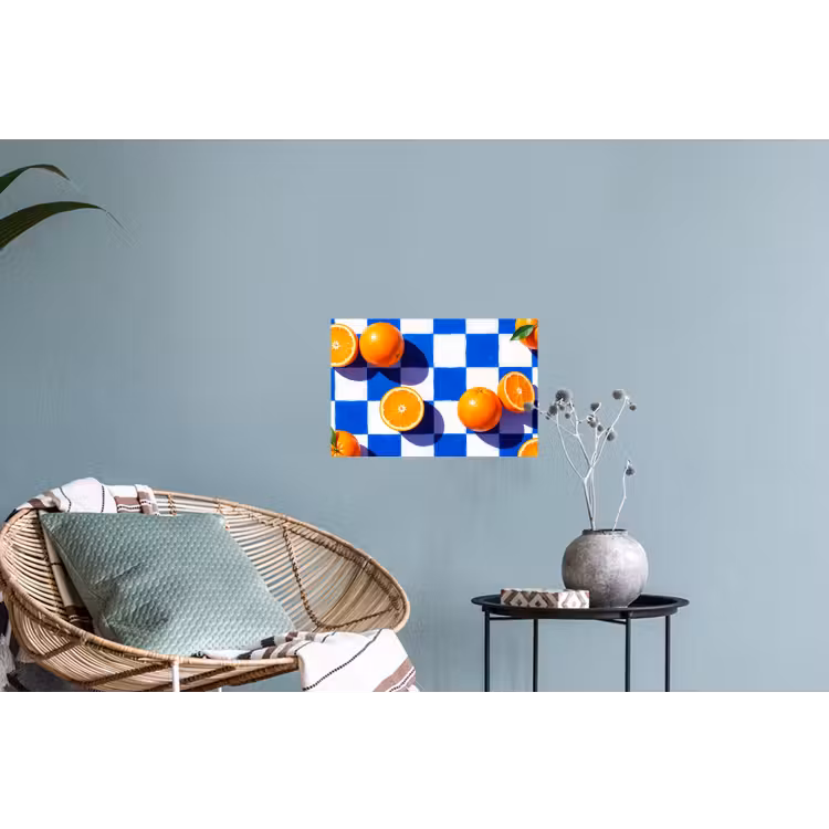 Wall Sticker - Orange - Checkered - Food - Sinaasappel - Geruit - Eten Muursticker klein