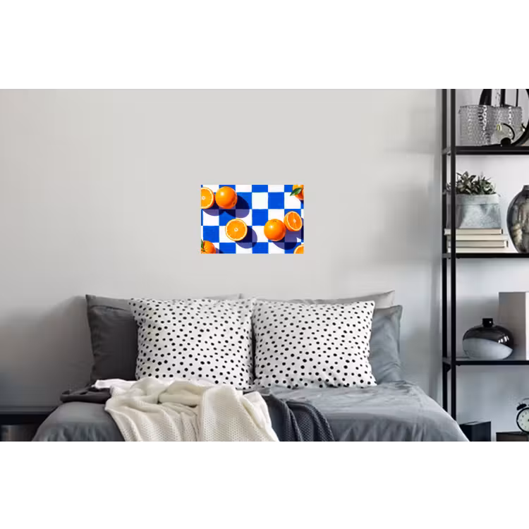 Wall Sticker - Orange - Checkered - Food - Sinaasappel - Geruit - Eten Muursticker klein