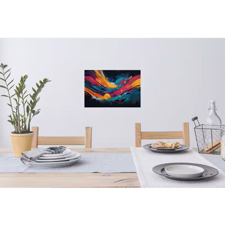Banen - Golven - Kleurrijk - Abstract Muursticker klein -eettafel