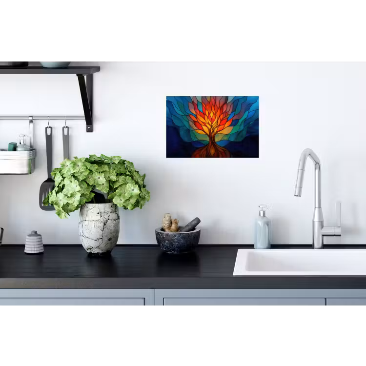 Sierglas - Boom - Rood - Vlakken Muursticker klein -keuken