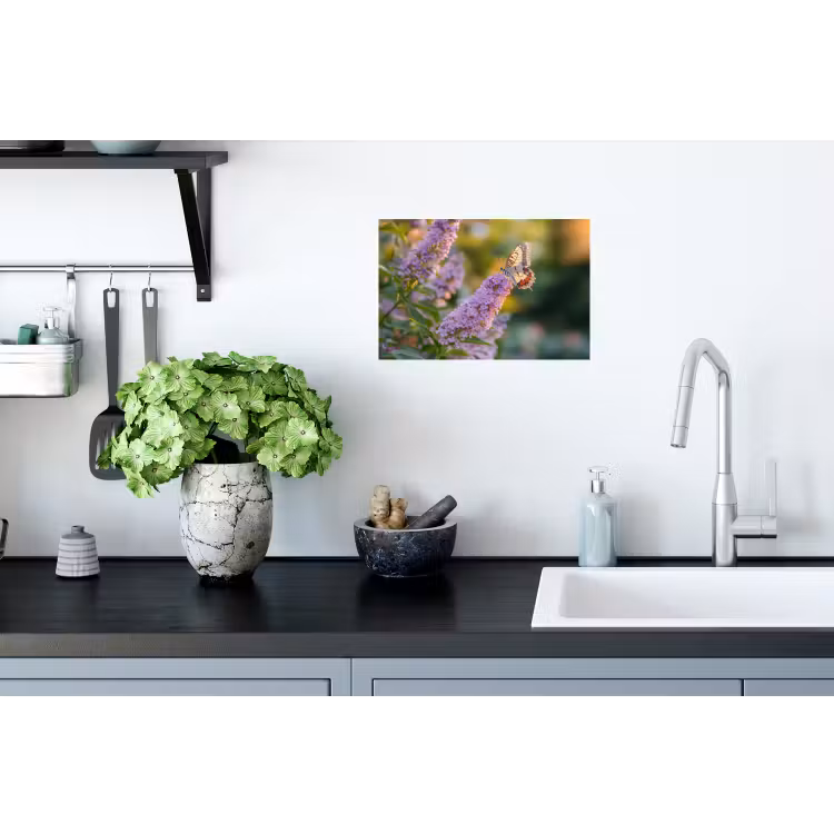 Sierlijke - Vlinder - Paarse - Bloemen Muursticker klein -keuken