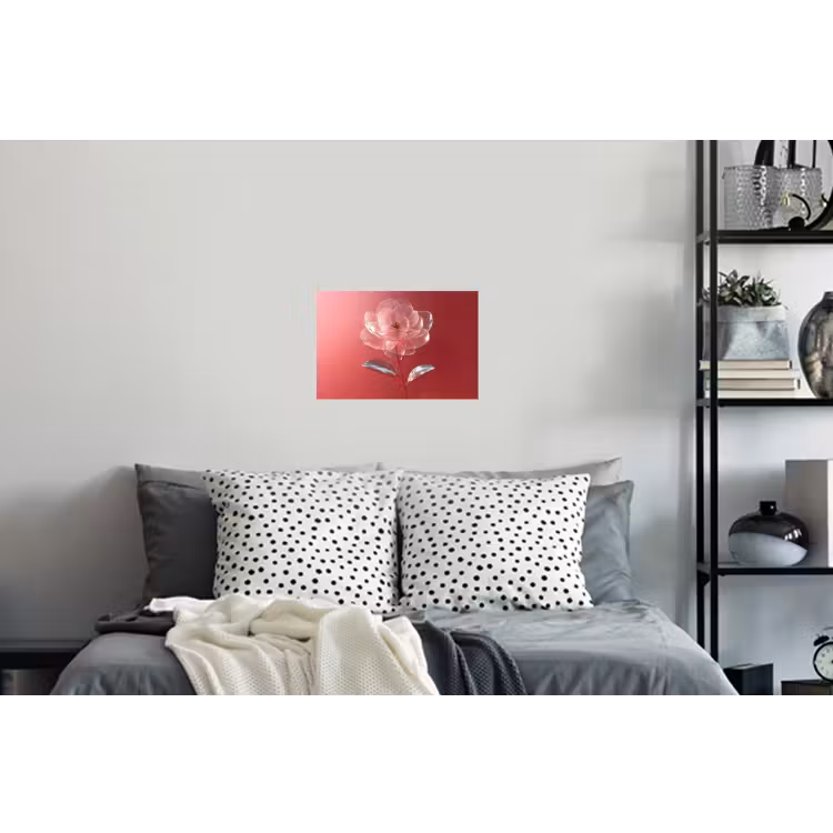 Sierlijk - Bloem - Roze - Glazen Muursticker klein -slaapkamer